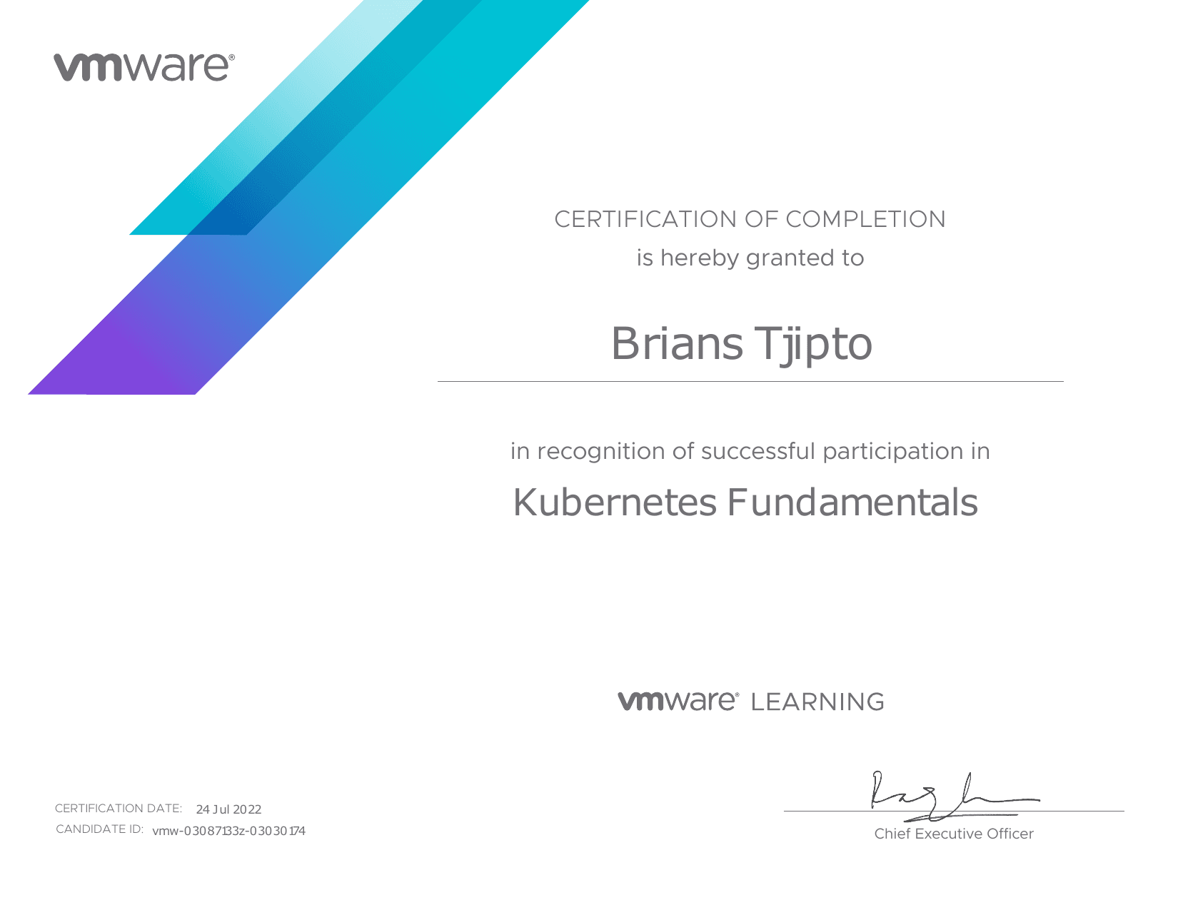 Kubernetes Fundamentals certificate