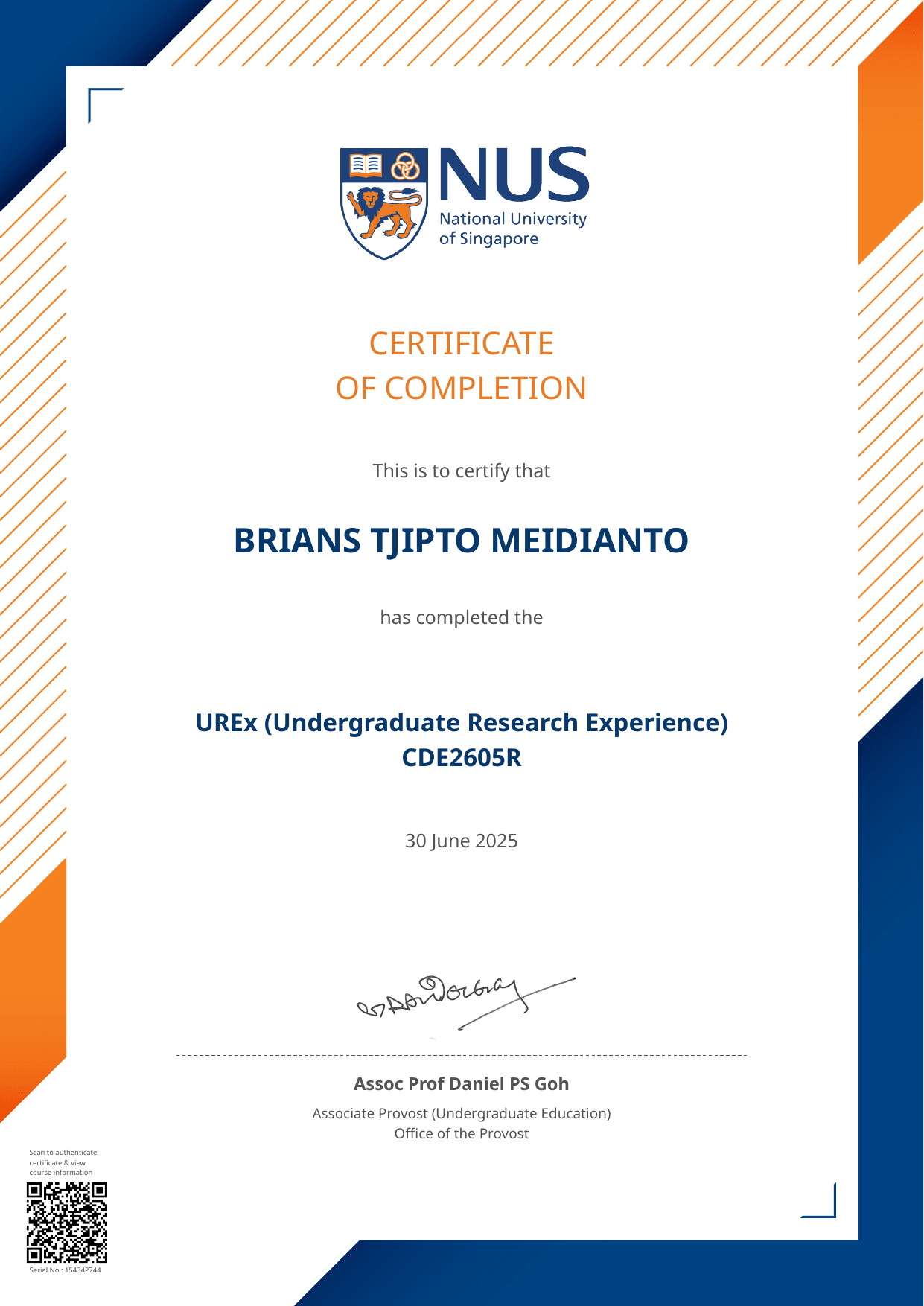 UREx (Undergraduate Research Experience) certificate